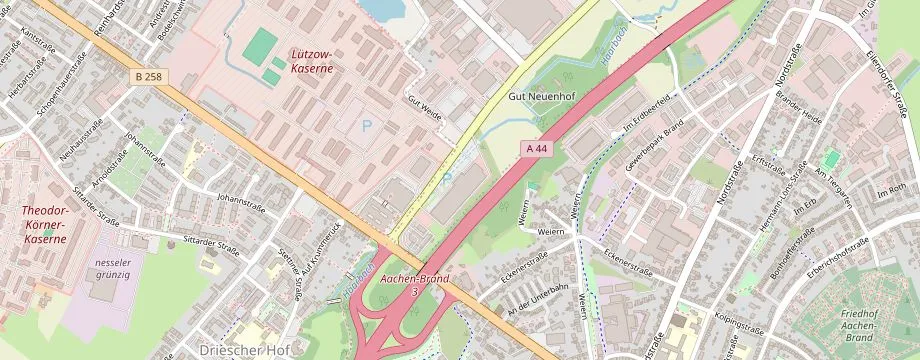 Karte mit der Lage des OBI Markt Aachen Debyestrasse, Debyestraße 20, 52078 Aachen