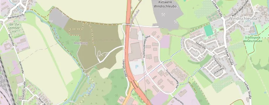 Karte mit der Lage des OBI Markt Altenburg, Fünfminutenweg 1, 04603 Altenburg