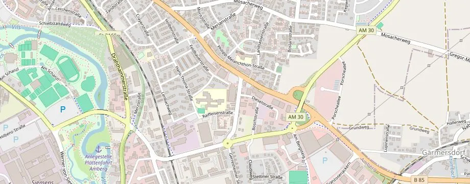 Karte mit der Lage des OBI Markt Amberg, Barbarastr. 2-6, 92224 Amberg
