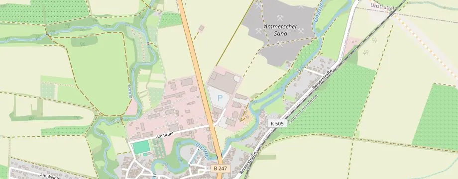 Karte mit der Lage des OBI Markt Ammern, Am langen Rasen 2, 99996 Ammern