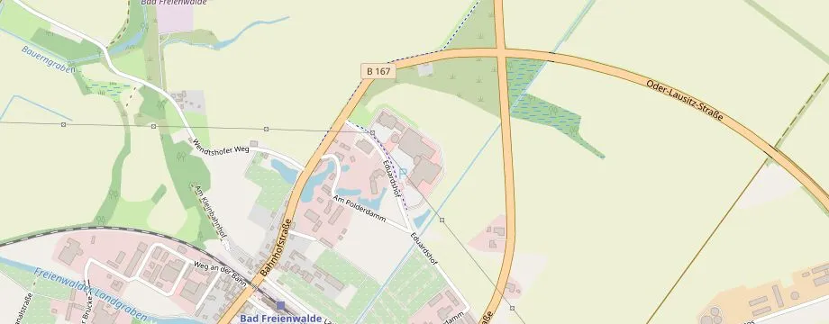 Karte mit der Lage des OBI Markt Bad Freienwalde, Eduardshof 7, 16259 Bad Freienwalde