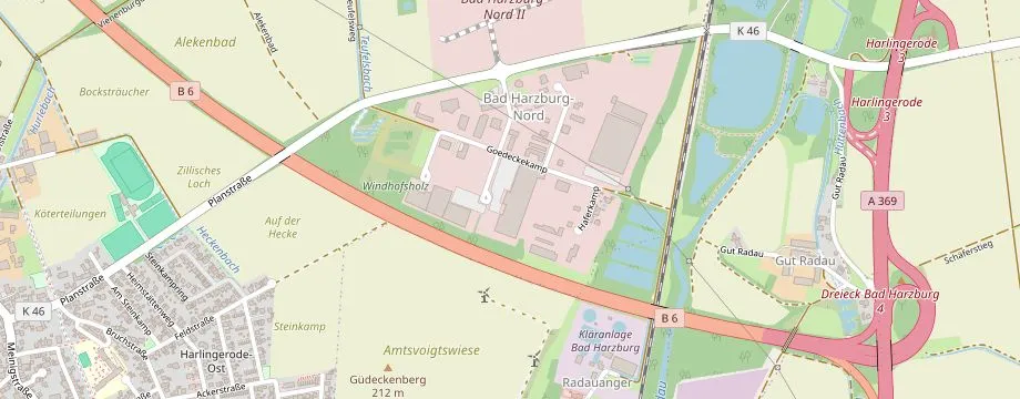 Karte mit der Lage des OBI Markt Bad Harzburg, Hackelkamp 9, 38667 Bad Harzburg