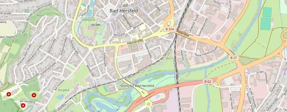 Karte mit der Lage des OBI Markt Bad Hersfeld, Heinrich-von-Stephan-Str. 2a, 36251 Bad Hersfeld