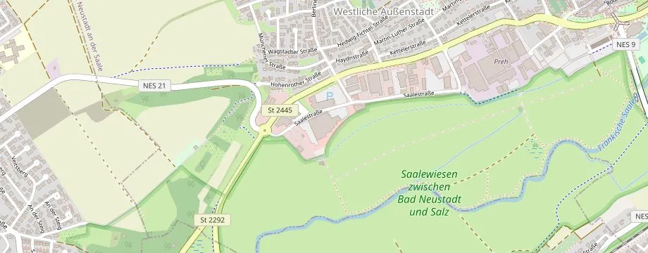 Karte mit der Lage des OBI Markt Bad Neustadt, Saalestr. 20, 97616 Bad Neustadt