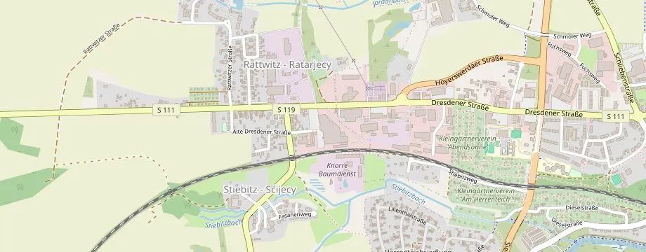 Karte mit der Lage des OBI Markt Bautzen-Stiebitz, Alte Dresdener Str. 2, 02625 Bautzen-Stiebitz