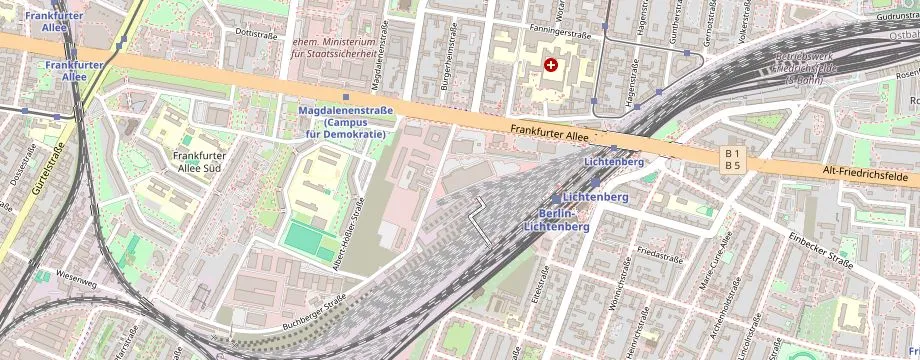 Karte mit der Lage des OBI Markt Berlin-Lichtenberg, Buchberger Str. 5, 10365 Berlin-Lichtenberg