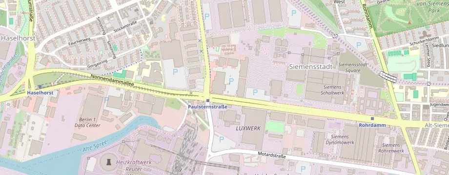 Karte mit der Lage des OBI Markt Berlin-Spandau Berlin Siemensstadt, Nonnendammallee 121, 13629 Berlin-Spandau