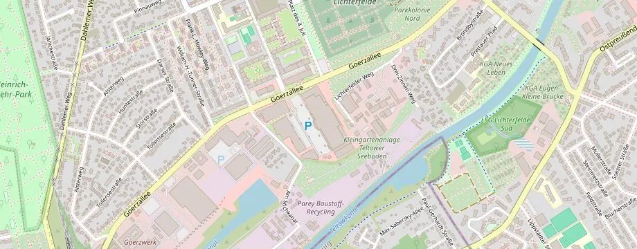 Karte mit der Lage des OBI Markt Berlin-Steglitz, Goerzallee 189-223, 14167 Berlin-Steglitz