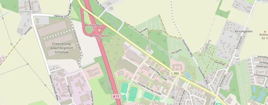 Karte mit der Lage des OBI Markt Bernau, J.-F.-A-Borsig-Straße 4, 16321 Bernau