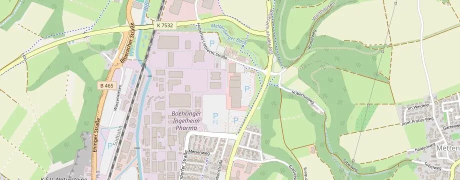 Karte mit der Lage des OBI Markt Biberach, Hubertus-Liebrecht-Str. 44, 88400 Biberach
