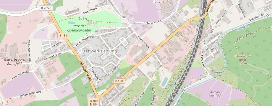 Karte mit der Lage des OBI Markt Bitterfeld, Brehnaer Str 34, 06749 Bitterfeld