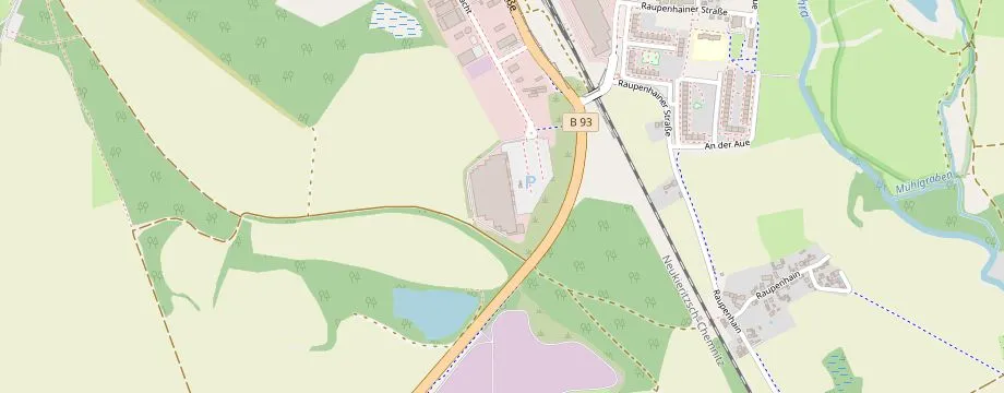 Karte mit der Lage des OBI Markt Borna, Am Wilhelmschacht 34, 04552 Borna