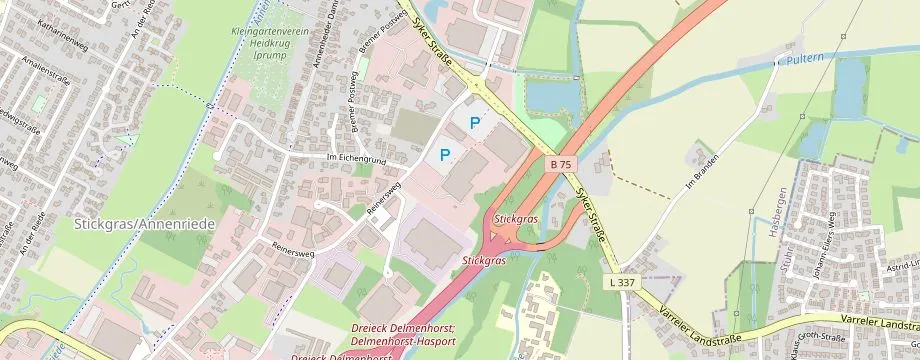 Karte mit der Lage des OBI Markt Delmenhorst, Reinersweg 20, 27751 Delmenhorst