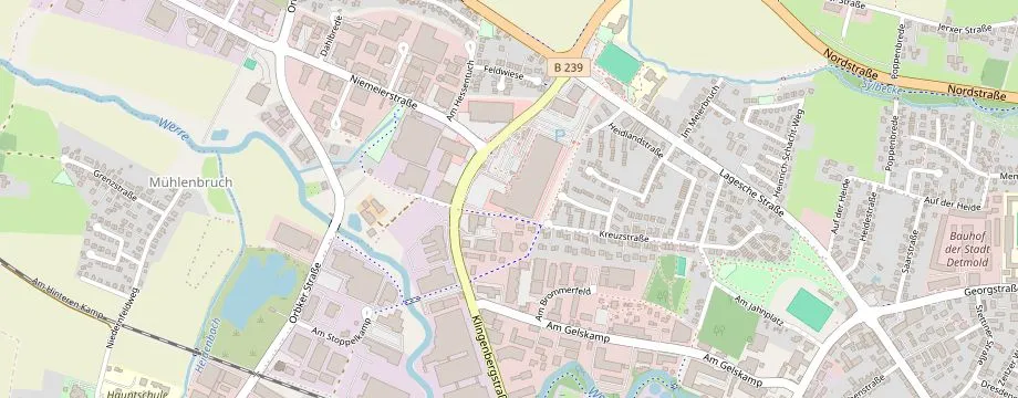 Karte mit der Lage des OBI Markt Detmold, Klingenbergstraße 31, 32758 Detmold