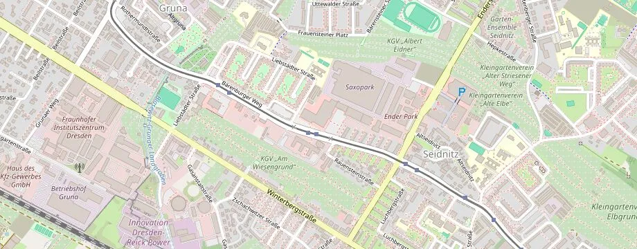 Karte mit der Lage des OBI Markt Dresden Seidnitz, Bodenbacher Str. 81a, 01277 Dresden