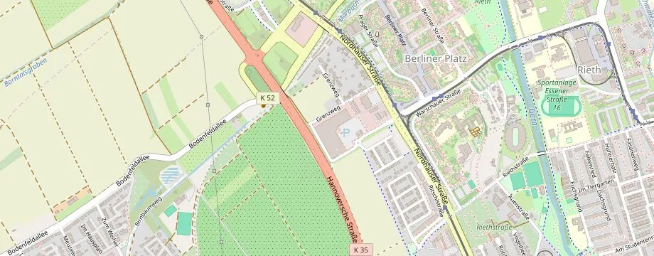 Karte mit der Lage des OBI Markt Erfurt Nord, Augsburger Str. 10, 99091 Erfurt
