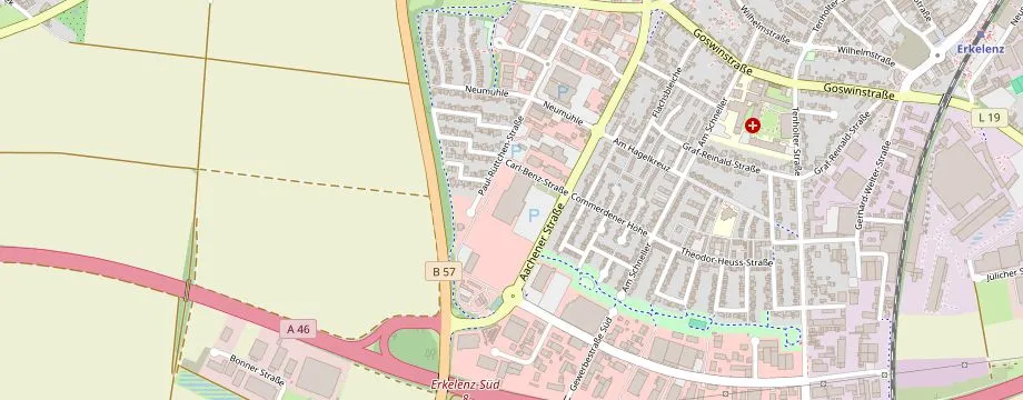 Karte mit der Lage des OBI Markt Erkelenz, Aachener Straße 115, 41812 Erkelenz