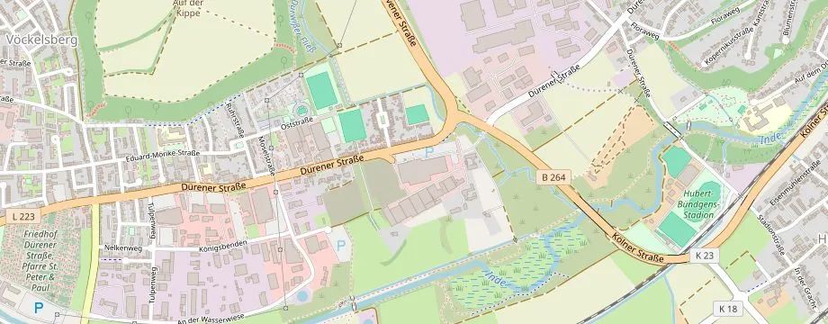 Karte mit der Lage des OBI Markt Eschweiler, Kölner Straße 1, 52249 Eschweiler