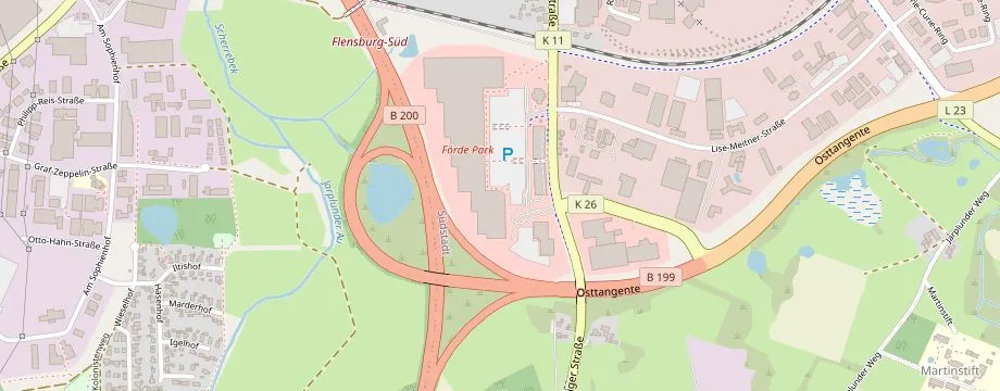 Karte mit der Lage des OBI Markt Flensburg, Schleswiger Straße 130, 24941 Flensburg