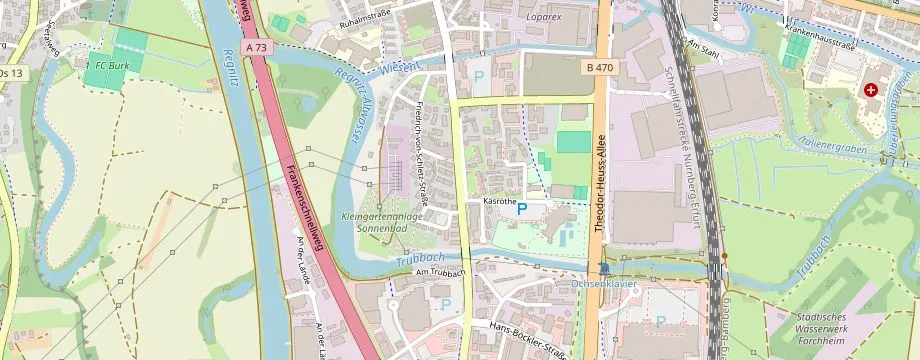 Karte mit der Lage des OBI Markt Forchheim, Äussere Nürnberger Str. 77, 91301 Forchheim