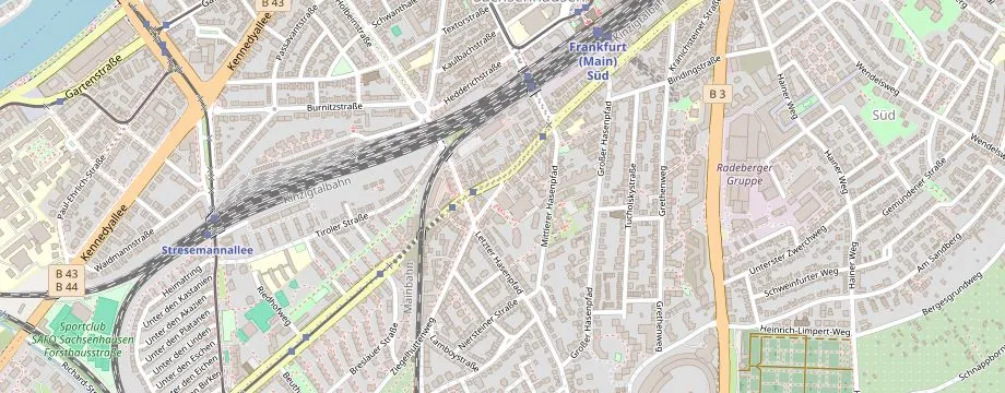 Karte mit der Lage des OBI Markt Frankfurt, Mörfelder Landstr. 129, 60598 Frankfurt
