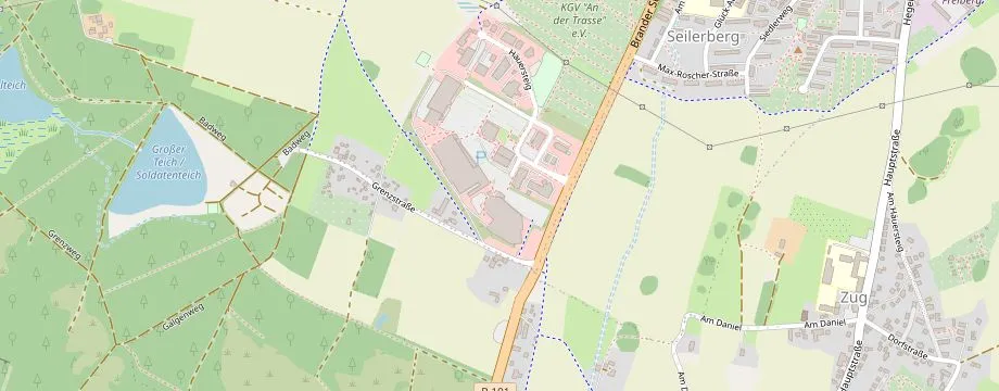 Karte mit der Lage des OBI Markt Freiberg, Häuersteig 1, 09599 Freiberg