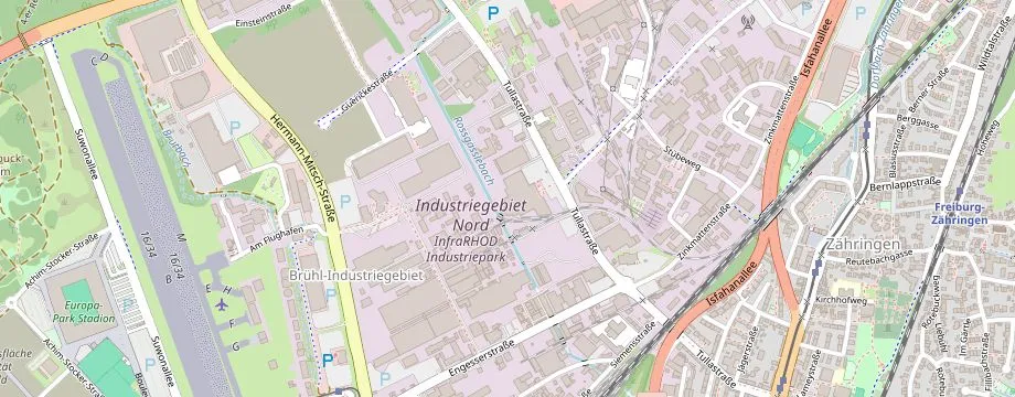 Karte mit der Lage des OBI Markt Freiburg, Tullastr. 62, 79108 Freiburg