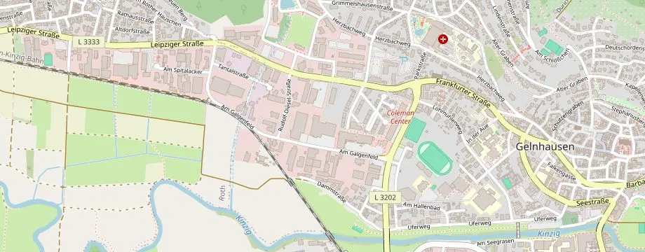 Karte mit der Lage des OBI Markt Gelnhausen, Am Galgenfeld 4, 63571 Gelnhausen