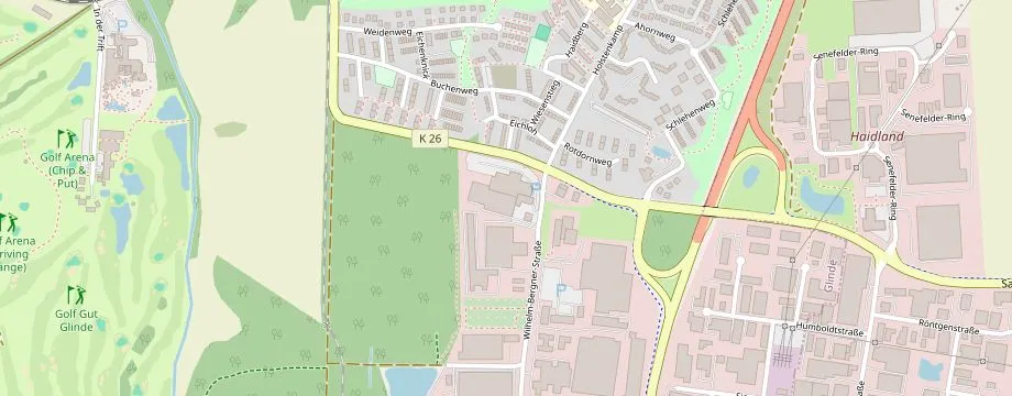 Karte mit der Lage des OBI Markt Glinde, Wilhelm-Bergner-Strasse 2, 21509 Glinde