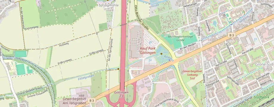 Karte mit der Lage des OBI Markt Göttingen, Am Kauf Park 2, 37079 Göttingen