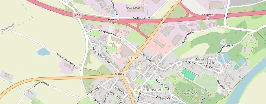 Karte mit der Lage des OBI Markt Grimma, Hengstbergstr. 2, 04668 Grimma