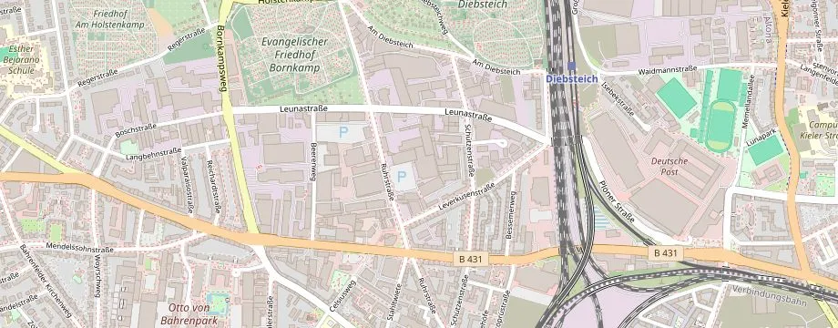 Karte mit der Lage des OBI Markt Hamburg Altona, Ruhrstr. 46-88, 22761 Hamburg