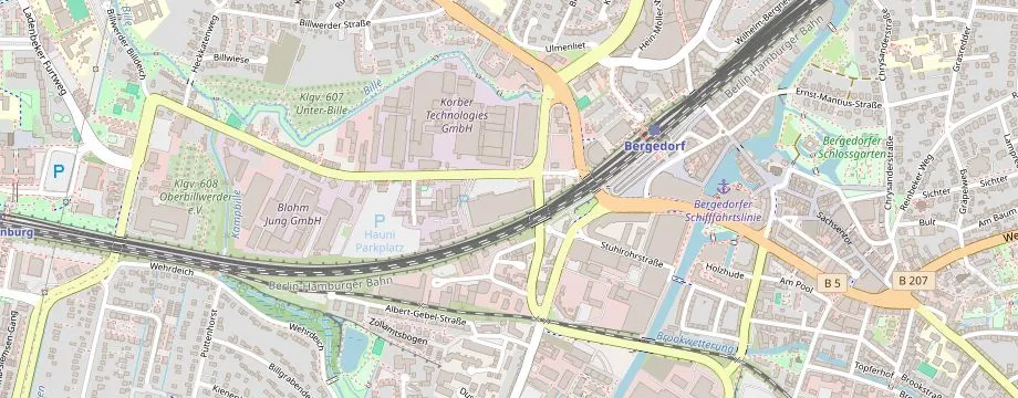Karte mit der Lage des OBI Markt Hamburg Bergedorf, Kurt-A.-Körber-Chaussee 9, 21033 Hamburg