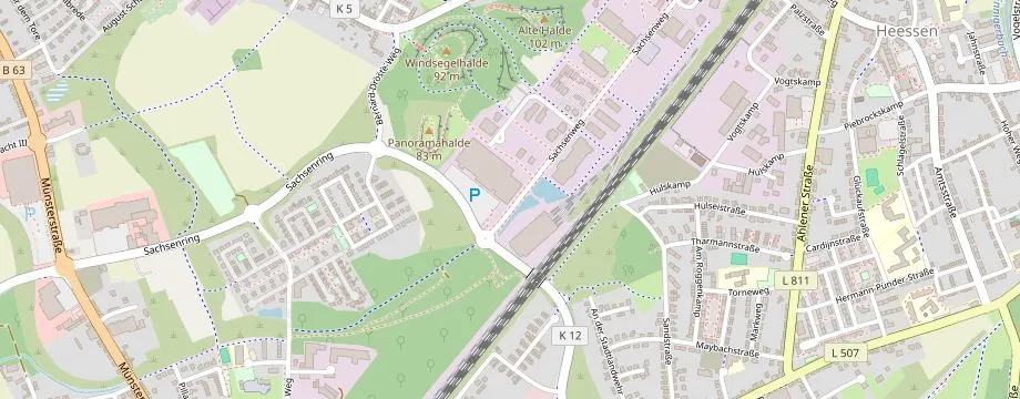 Karte mit der Lage des OBI Markt Hamm, Sachsenweg 22, 59073 Hamm