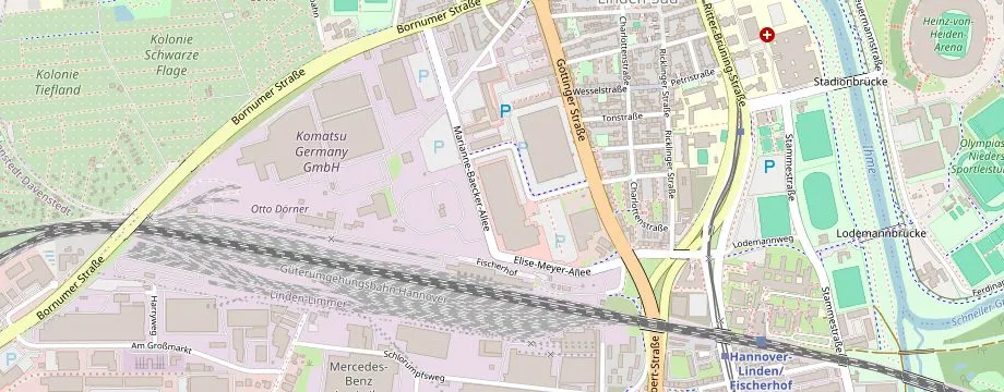 Karte mit der Lage des OBI Markt Hannover, Elfriede-Paul-Allee 15, 30449 Hannover