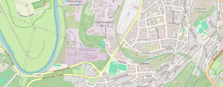Karte mit der Lage des OBI Markt Hattingen, Beuler Höhe 2, 45525 Hattingen