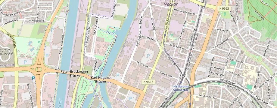 Karte mit der Lage des OBI Markt Heilbronn Etzelstrasse, Etzelstr. 44, 74076 Heilbronn