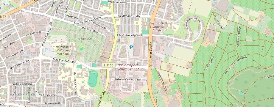 Karte mit der Lage des OBI Markt Heilbronn Schwabenhof, Lise-Meitner-Str. 10, 74074 Heilbronn