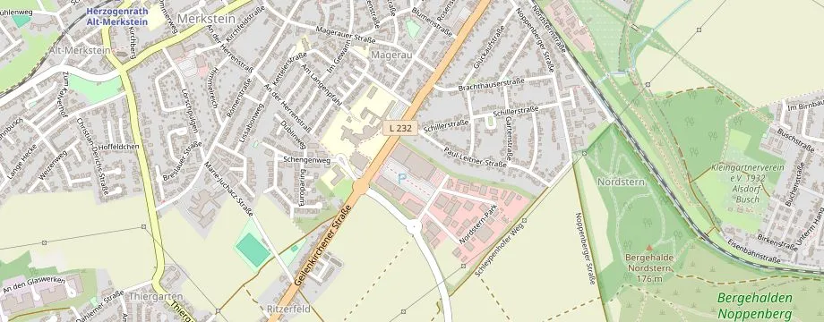 Karte mit der Lage des OBI Markt Herzogenrath, Nordstern-Park 11, 52134 Herzogenrath