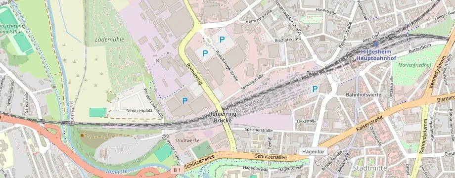 Karte mit der Lage des OBI Markt Hildesheim, Senkingstraße 1, 31137 Hildesheim