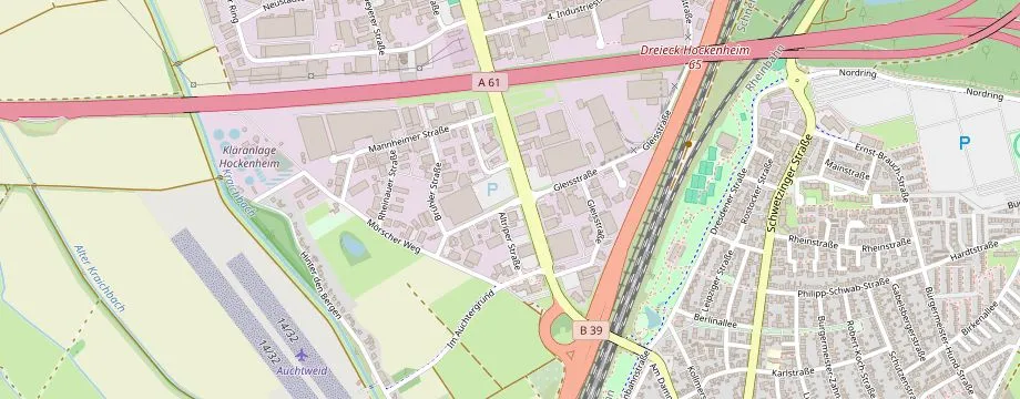 Karte mit der Lage des OBI Markt Hockenheim, Ludwigshafener Straße 3, 68766 Hockenheim