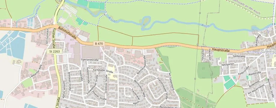 Karte mit der Lage des OBI Markt Höchstadt an der Aisch, Böhmerwald Str. 23, 91315 Höchstadt an der Aisch