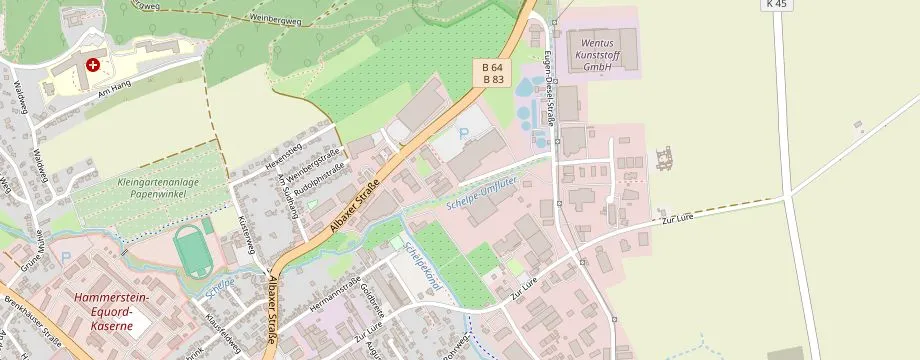 Karte mit der Lage des OBI Markt Höxter, Albaxer Str. 64, 37671 Höxter