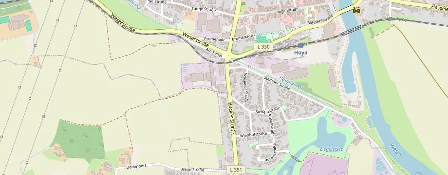 Karte mit der Lage des OBI Markt Hoya, Bücker Straße  30/32, 27318 Hoya