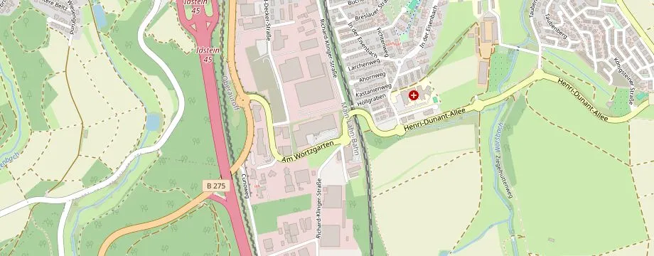 Karte mit der Lage des OBI Markt Idstein, Am Wörtzgarten 4, 65510 Idstein