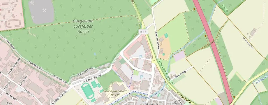 Karte mit der Lage des OBI Markt Kerpen, Sindorfer Str. 44, 50171 Kerpen