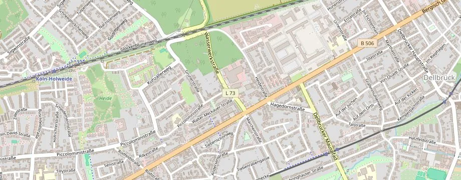 Karte mit der Lage des OBI Markt Koeln Dellbrueck, Wasserwerkstr.12, 51067 Koeln