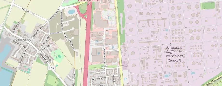 Karte mit der Lage des OBI Markt Köln Godorf, Otto-Hahn-Straße 6-8, 50997 Köln