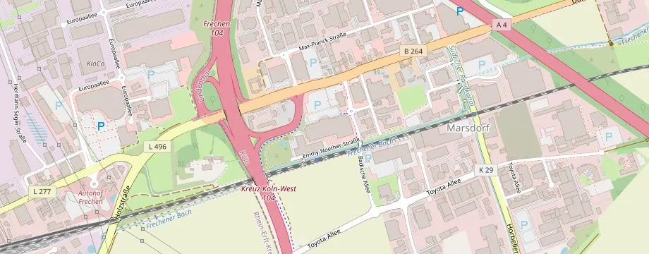 Karte mit der Lage des OBI Markt Köln Marsdorf, Emmy-Noether-Straße 12, 50858 Köln