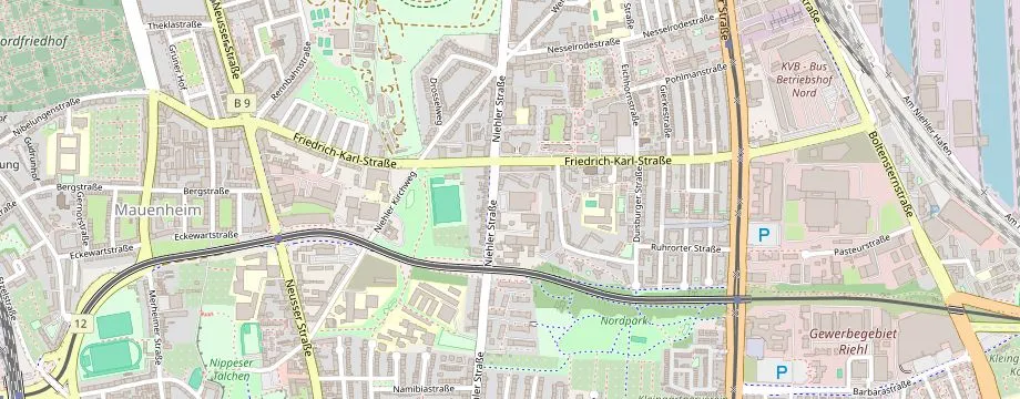 Karte mit der Lage des OBI Markt Koeln Niehl, Niehler Straße 276, 50735 Koeln